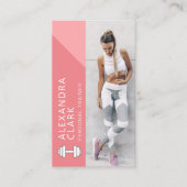Modern Personal Trainer Fitness Photo Dumbbell Business Card (Front)