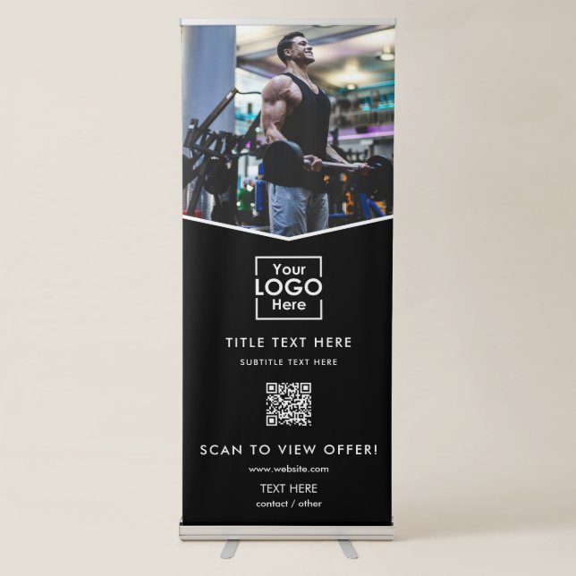 Modern Personal Trainer Fitness Photo Gym Logo Retractable Banner (Front)