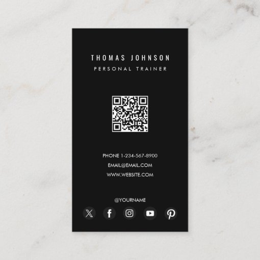 Modern Personal Trainer Fitness Photo QR Code Business Card | Zazzle