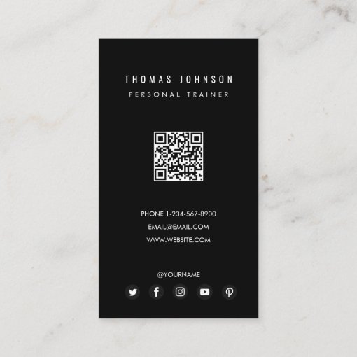 Modern Personal Trainer Fitness Photo QR Code Business Card | Zazzle