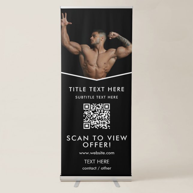 Modern Personal Trainer Fitness Photo QR Code  Retractable Banner (Front)
