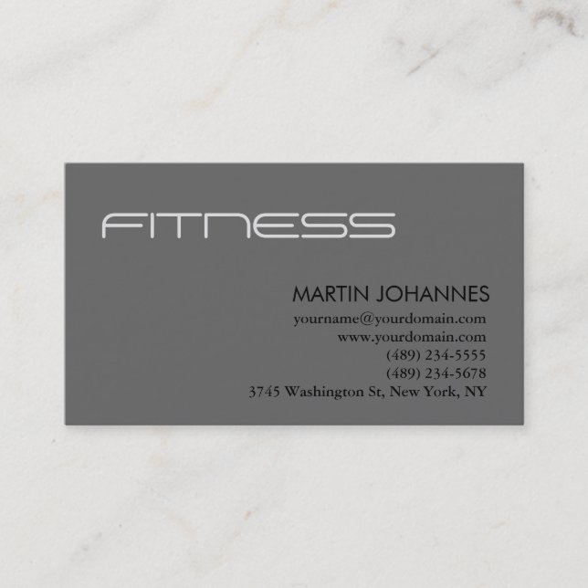Modern Personal Trainer Gray Business Card (Front)