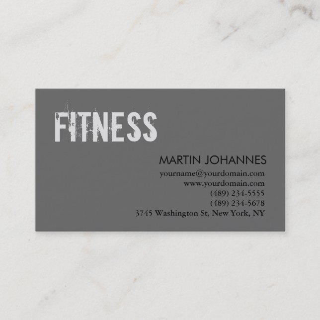 Modern Personal Trainer Gray Business Card (Front)