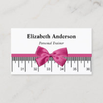 Modern Personal Trainer With Girly Pink Ribbon Business Card