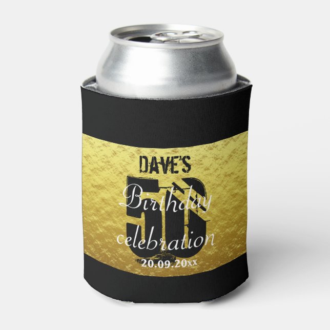 Modern Personalised 50th Any Age Birthday Party Can Cooler (Can Front)