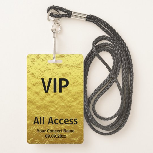 Modern Personalised Gold Black VIP All Access Badge | Zazzle.com