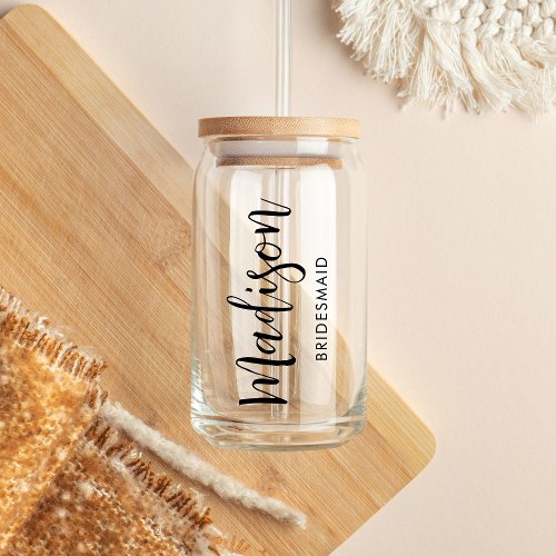 Modern Personalised  Script Bridesmaid Name   Can Can Glass