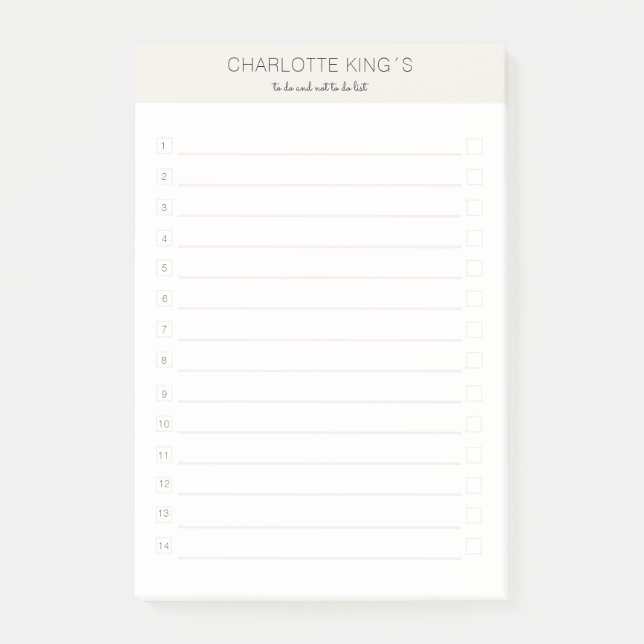 Modern personalizable Beige White Notes (Front)
