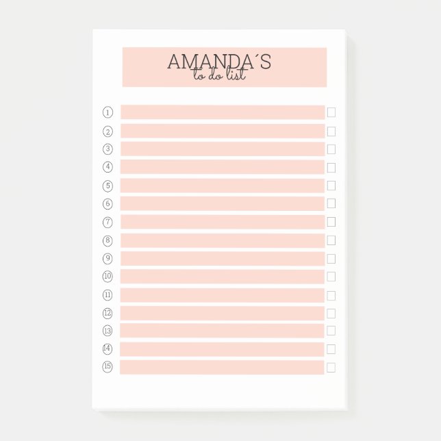 Modern personalizable peach white post-it notes (Front)