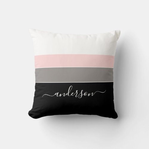 Modern Personalize Color Block Throw Pillow
