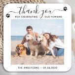 Modern Personalize Photo Thank You Pet Dog Wedding Square Paper Coaster<br><div class="desc">Thank You for celebrating our humans! Add the finishing touch to your wedding with these cute custom photo wedding napkins . Perfect for your wedding after party and reception, and as wedding favors for your guests. Customize these photo dog wedding napkins with your favorite wedding photo, dog of honors photo,...</div>