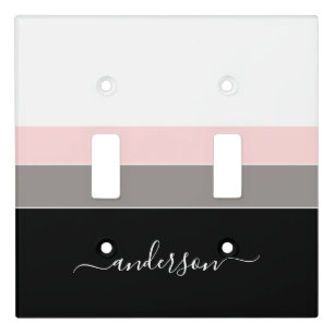 Modern Personalize Stripe  Light Switch Cover