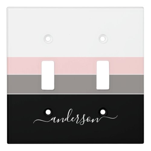 Modern Personalize Stripe  Light Switch Cover