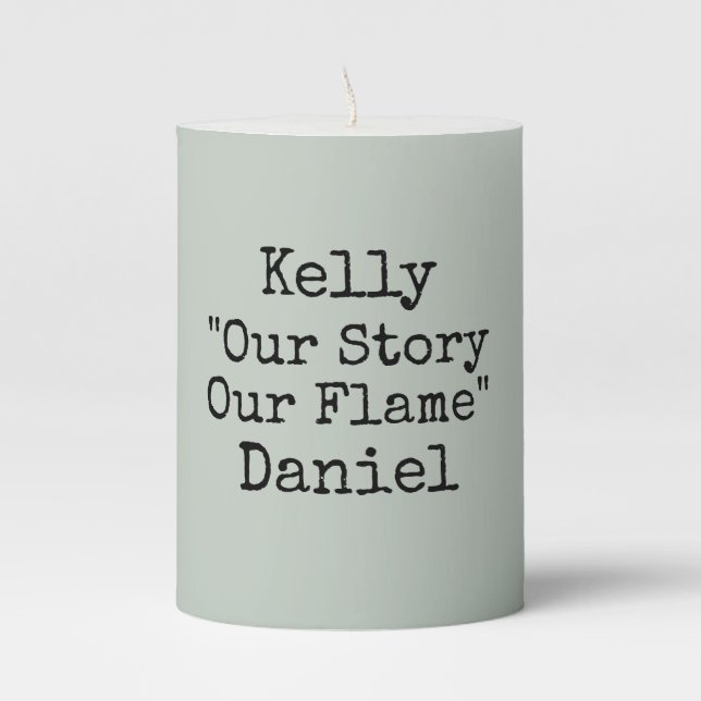 Modern Personalize Wedding/Anniversary Pillar Candle (Front)