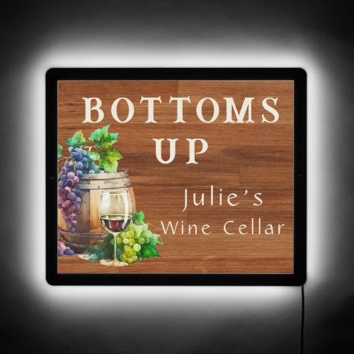 Modern Personalize Wine Bar Bottoms up Light LED Sign