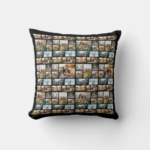 Modern Personalized 104 Photo Collage Throw Pillow