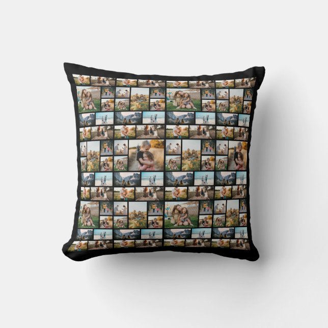 Modern Personalized 104 Photo Collage Throw Pillow (Front)