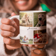 Modern Personalized 10 Photos Collage Dog White Two-Tone Coffee Mug