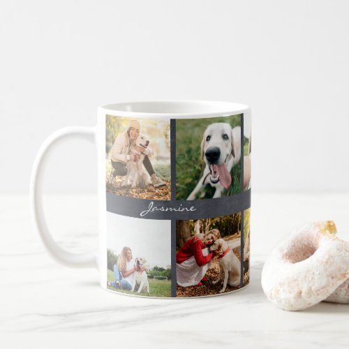 Modern Personalized 10 Photos Dog Chalkboard Coffee Mug