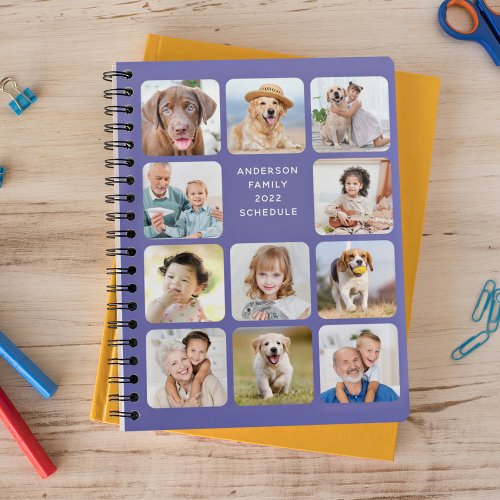 Modern Personalized 11 Photo Collage Periwinkle Planner