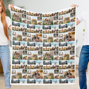 Modern Personalized 128 Photo Collage Fleece Blanket