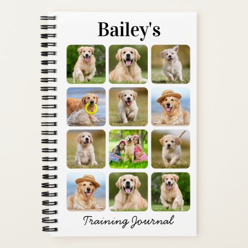 Modern Personalized 12 Photo Collage Name Pet Dog  Notebook