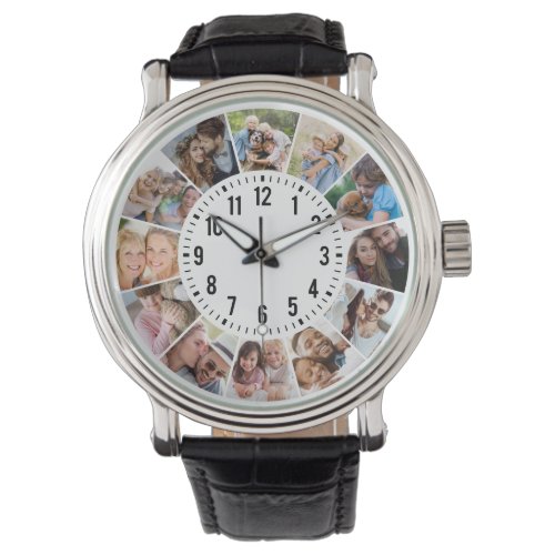 Modern Personalized 12 Photo Collage Watch