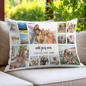 Modern Personalized 14 Photo Collage Lumbar Pillow