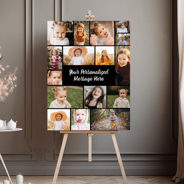Modern Personalized 16 Photo Collage Custom Color  Foam Board (Creator Uploaded)