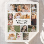 Modern Personalized 16 Photo Collage Custom Color  Sherpa Blanket<br><div class="desc">The Modern Personalized 16 Photo Collage Custom Color Fleece Blanket offers a unique way to celebrate memories. Featuring 16 of your favorite photos arranged in a stylish collage, this blanket adds a personal touch to your home decor. You can customize the background color to match your style, making it a...</div>