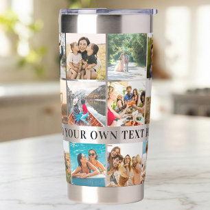 Modern Personalized 18 Photo Collage Insulated Tumbler