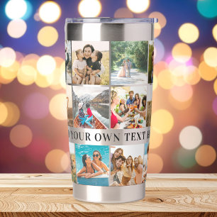 Modern Personalized 18 Photo Collage Insulated Tumbler