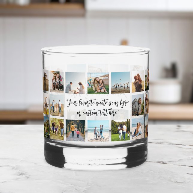 Modern Personalized 18 Photo Collage Whiskey Glass (Creator Uploaded)