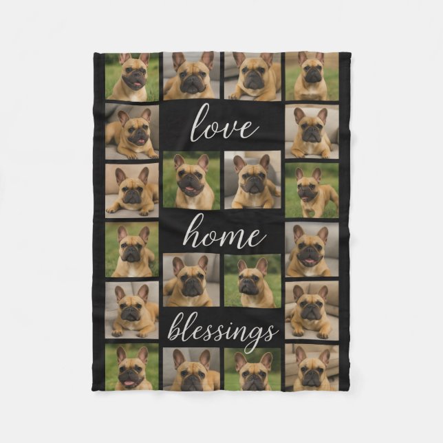 Modern Personalized 20 Photo Collage Custom Blanke Fleece Blanket (Front)