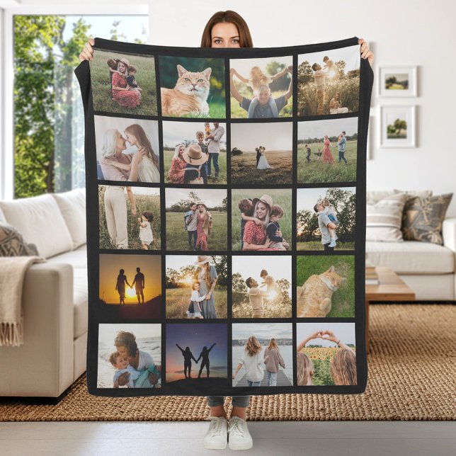 Modern Personalized 20 Photo Collage Fleece Blanket (Creator Uploaded)