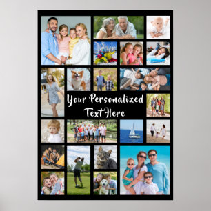 Modern Personalized 21 Photo Collage Custom Color Poster