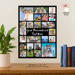 Modern Personalized 21 Photo Collage Custom Color Poster<br><div class="desc">Create a modern, unique, photo collage poster print utilizing this easy-to-upload template featuring 21 square and rectangle picture formats to accommodate a variety of types of photos and personalized with your custom text. The editable text is shown in a suggested and changeable hand lettered brush calligraphy typography in white against...</div>