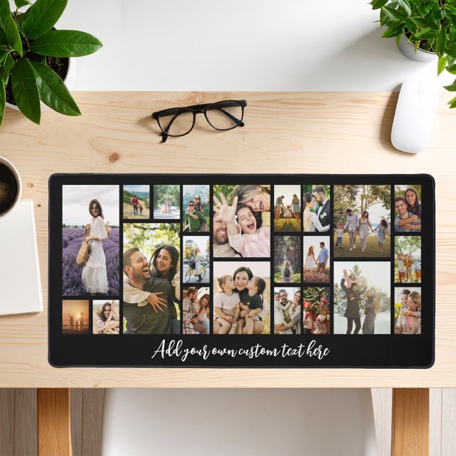 Modern Personalized 22 Photo Collage Desk Mat (Creator Uploaded)