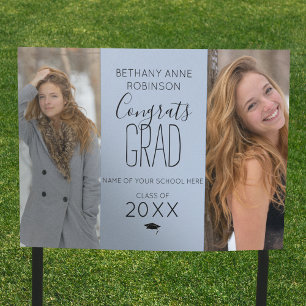 Modern Personalized 2 Photo Graduation Sign