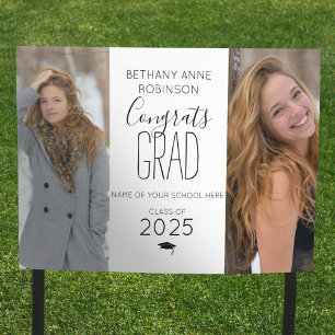 Modern Personalized 2 Photo Graduation Sign