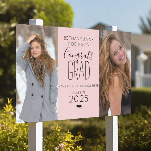 Modern Personalized 2 Photo Graduation Sign (Creator Uploaded)