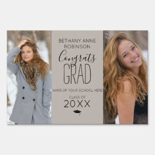 Modern Personalized 2 Photo Graduation Sign