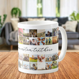Modern Personalized 48 Photo Collage Coffee Mug