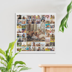 Modern Personalized 49 Photo Collage Faux Canvas Print