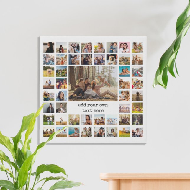 Modern Personalized 49 Photo Collage Faux Canvas Print (Creator Uploaded)