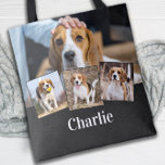 Modern Personalized 4 Pet Photo Name Dog Lover Tote Bag<br><div class="desc">Celebrate your best friend with a custom dog photo collage tote bag . This unique pet photo tote bag is the perfect gift for yourself, family or friends. Customize with four of your favorite dog's photos. Personalize with name. See 'personalize this template' to change photos. COPYRIGHT © 2020 Judy Burrows,...</div>