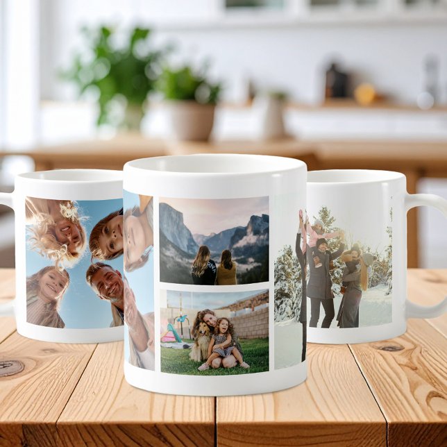 Modern Personalized 4 Photo Collage Coffee Mug (Creator Uploaded)