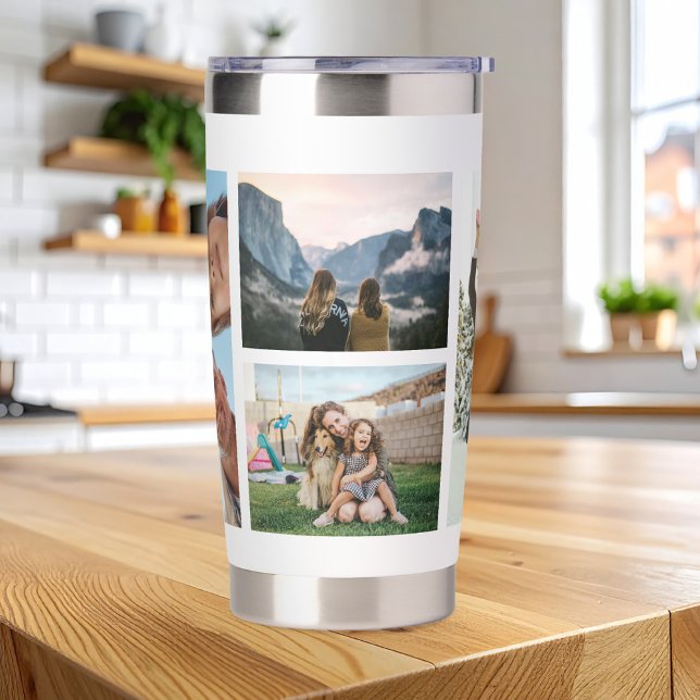 Modern Personalized 4 Photo Collage Insulated Tumbler (Creator Uploaded)