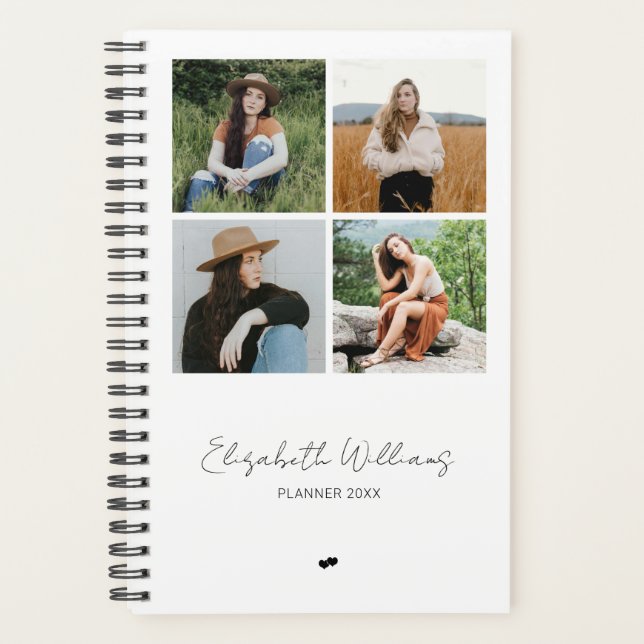 Modern Personalized 4 Photo Collage Planner (Front)