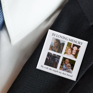 Modern   Personalized   4 Photo Memorial Button